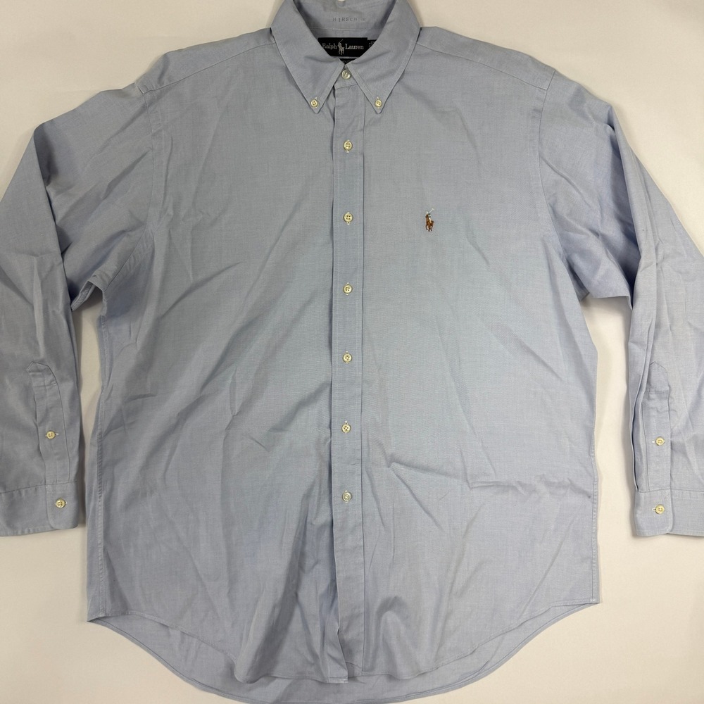 Vintage Ralph Lauren Yarmouth 16.5 2XL Blue Pinpoint Oxford Dress Shirt Cotton
